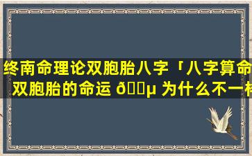 终南命理论双胞胎八字「八字算命双胞胎的命运 🐵 为什么不一样」